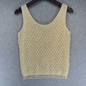 Vintage Cyn Les Womens 100% Wool Top Size 36 Cream Color Beaded Gorgeous!